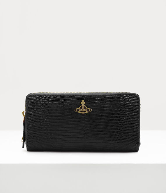 Vivienne Westwood lizard zip round wallet black